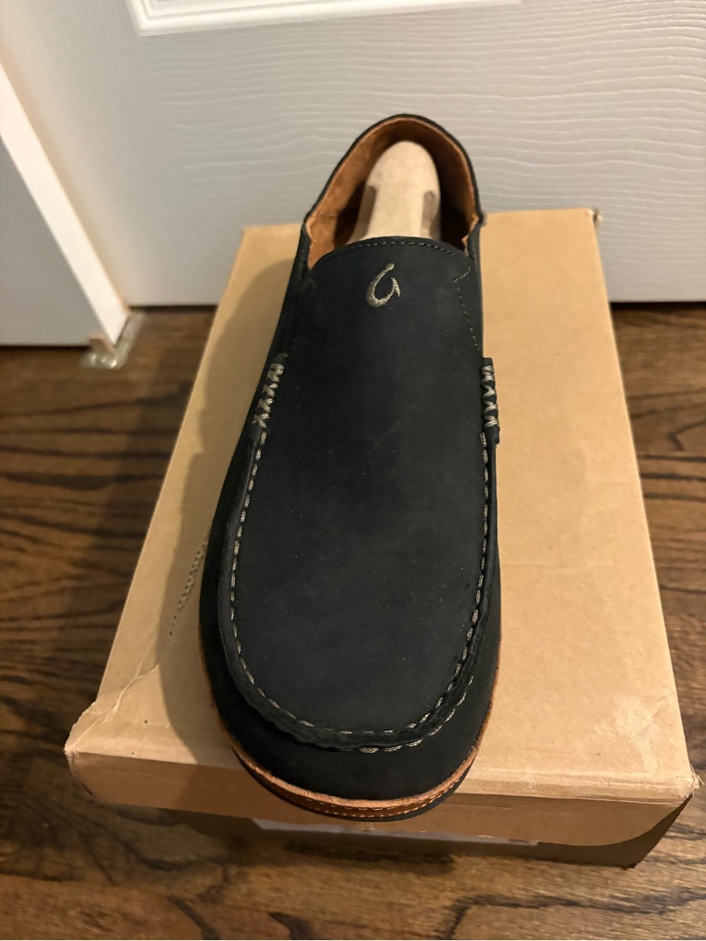 OluKai Men's Black Nubuck Slip-On Loafer